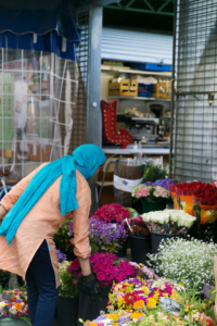 A florist at Enfants Rouges market
