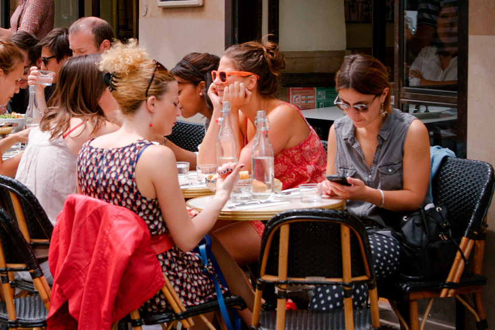 Café terraces Faubourg Saint Denis Paris