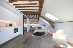 studio living kitchen open Paris interior design