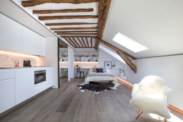 studio living kitchen open Paris interior design