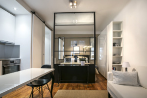 parisian studio apartment with glazed partition