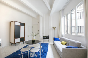 Espace salon poutres Paris intérieur