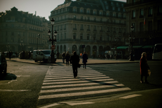 street buildings Paris avenues people