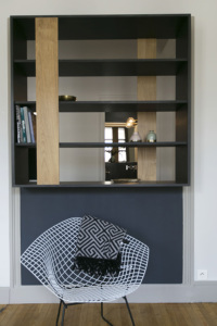 bibliothèque appartement meublé Paris déco