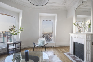 View on the Eiffel Tower furnished apartment for rent