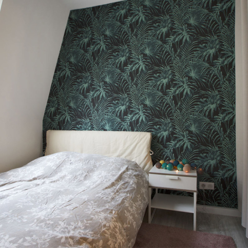 wallpaper green leaves bedroom apartment Paris 16