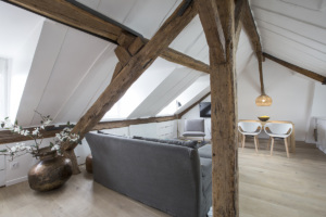 Paris apartment exposed beams