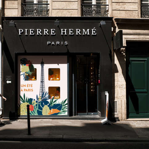 French pastry chef’s café Pierre Hermé. The trademark shop in Saint-Germain-des-Prés