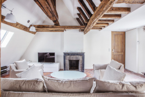 furnished apartment fireplace beneath the eaves Paris
