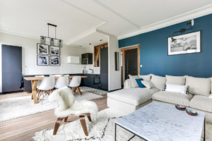 furnished apartment scandinavian interior decoration Paris wooden beam