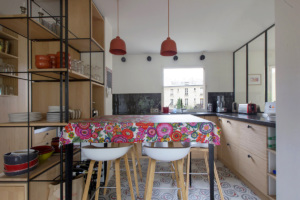 Furnished rental in Paris living kitchen inviting parisian apartment to rent