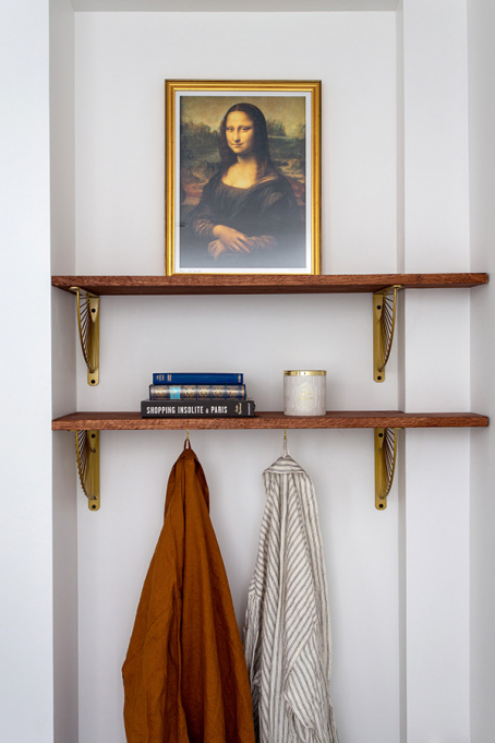 Art deco style shelves in the bathroom