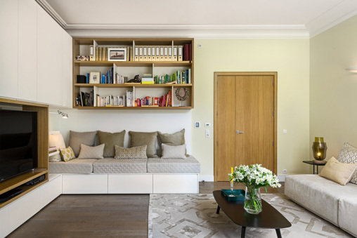 Sitting room area in a three-bedroom apartment