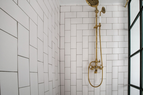 White bathroom with shower