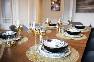 Mealtimes with friends or family in your furnished apartment